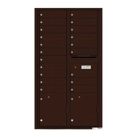 Florence Mfg Co Florence Versatile 4C Mailbox 4C16D-20, 56-1/2"H, 20 Mailboxes, 2 Parcel, Front Loading, Brown, USPS 4C16D-20DB